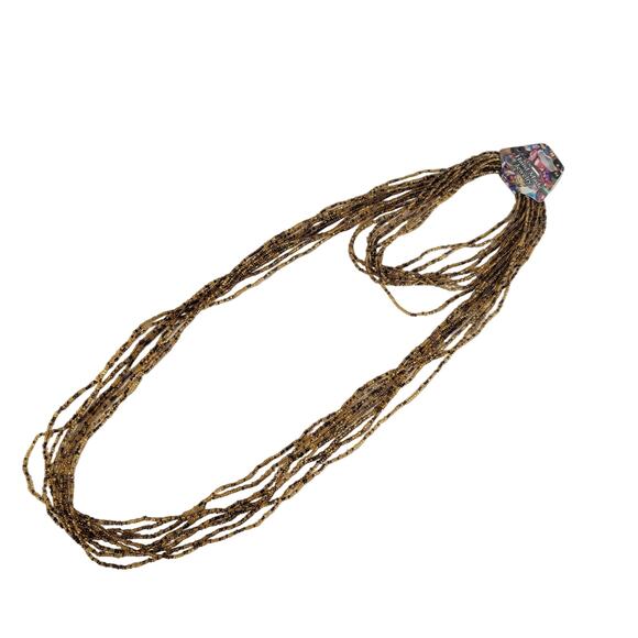 48" Long Brown Gold Seed Bead Necklace Boho Multistrand India Handmade  NEW - Picture 3 of 8